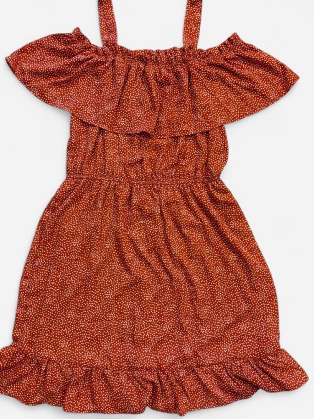 Liberty Love Rust Orange Dot Ruffle Sundress